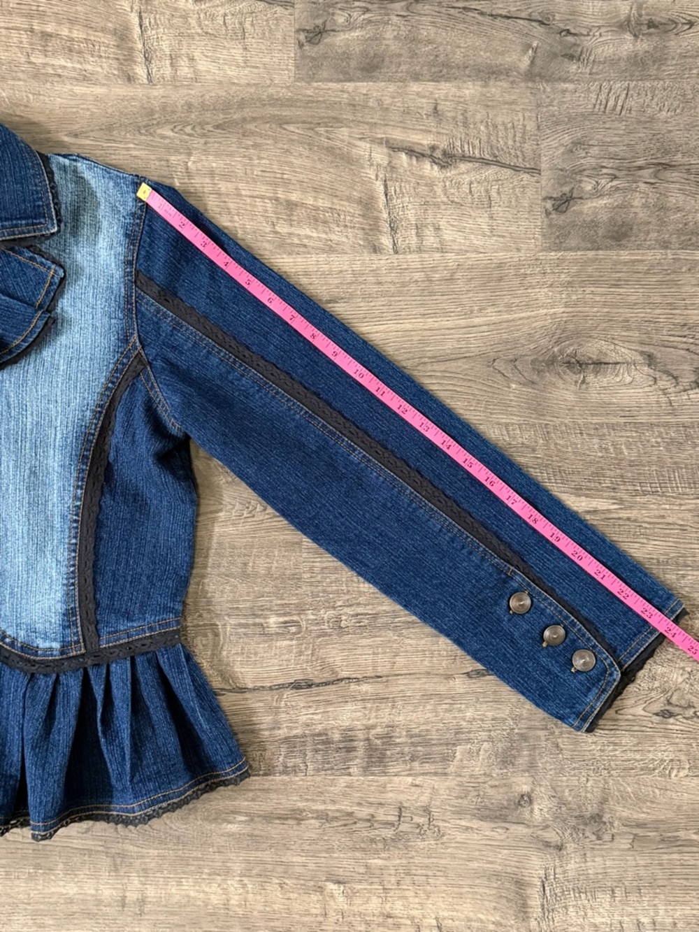 The Pyramid Collection Whimsigoth Denim Peplum Jacket Witchy Lace L - Picture 13 of 13